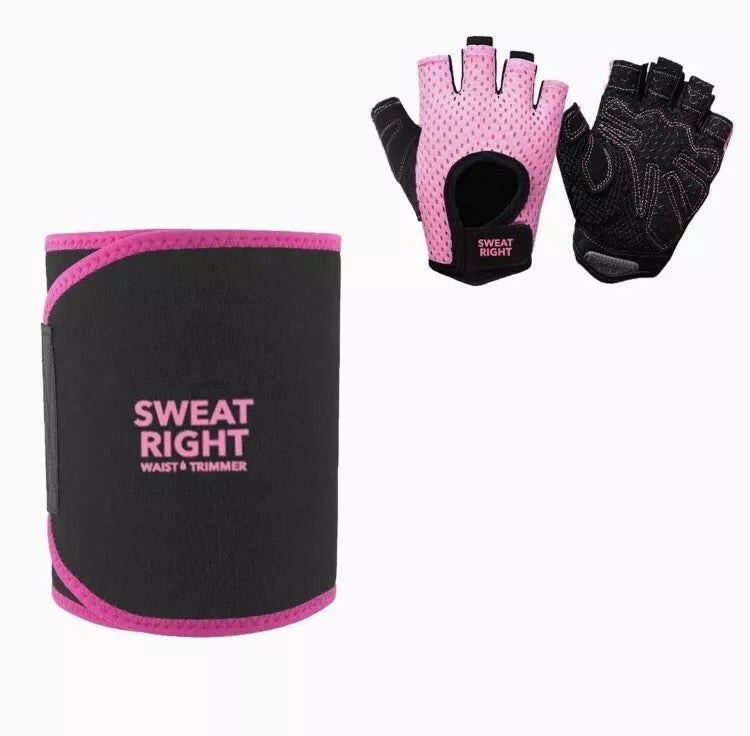 Waist Trimmer & Gloves - Sweat Band Increases Stomach Temp To Cut Water Weight