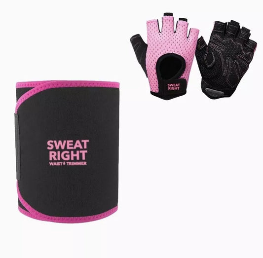 Waist Trimmer & Gloves - Sweat Band Increases Stomach Temp To Cut Water Weight